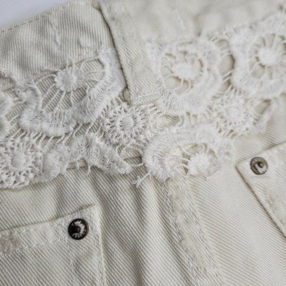 Free People White Lace and Jewled Denim Shorts - Picture 3 of 10